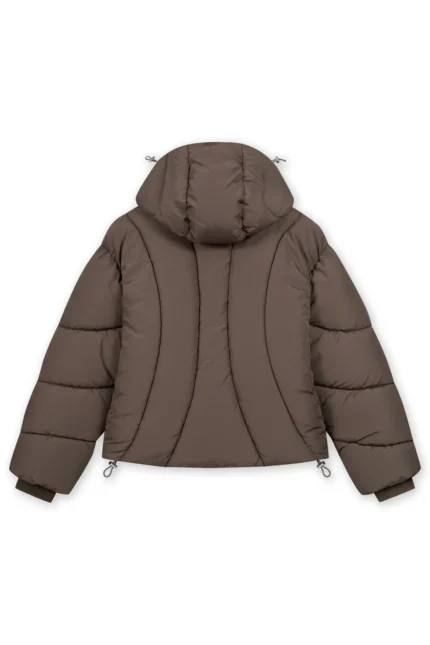 Favela Abstrakte Puffer Jacke Braun (1)