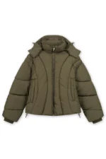 Favela Abstrakte Puffer Jacke Olive (2)