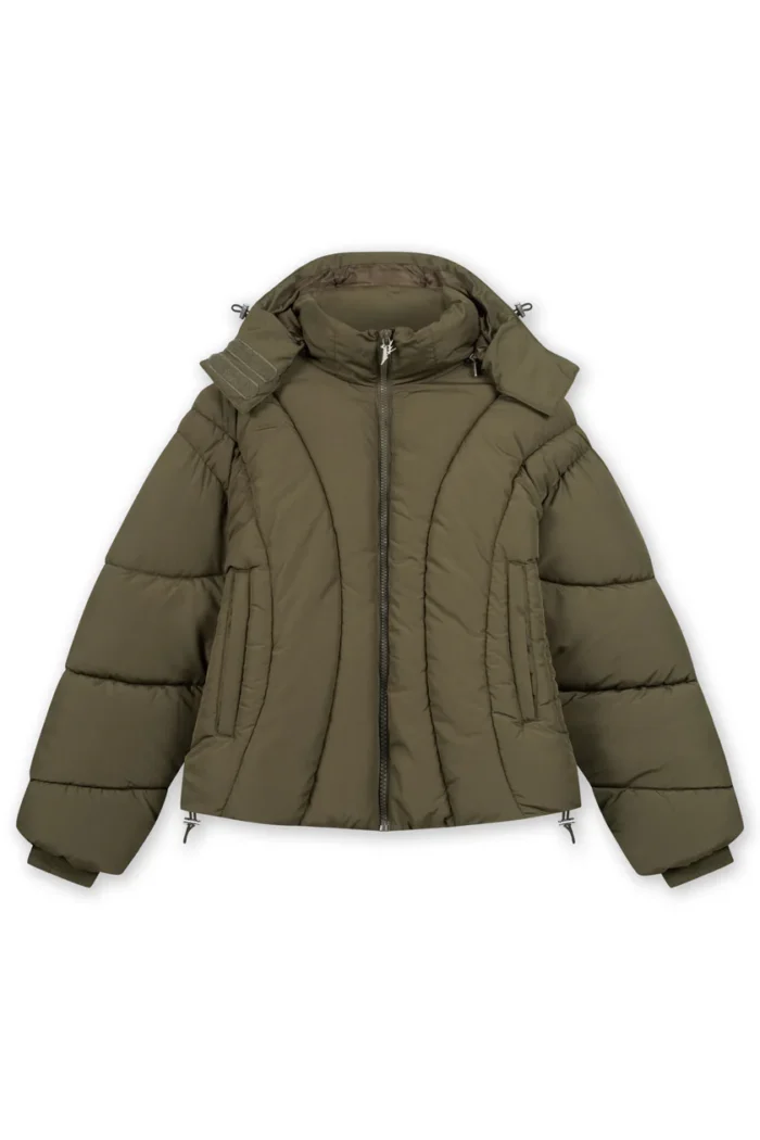 Favela Abstrakte Puffer Jacke Olive (2)